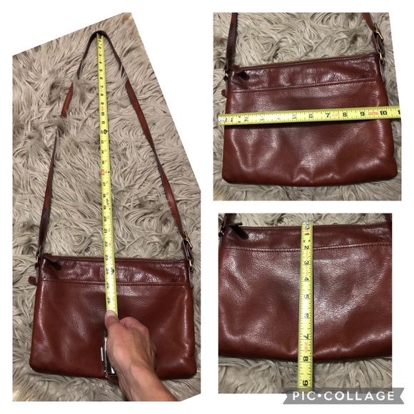 Margot Leather Crossbody-Brown-10x8-Multi Compartment-Zip Top Closure-GUC - Picture 15 of 17